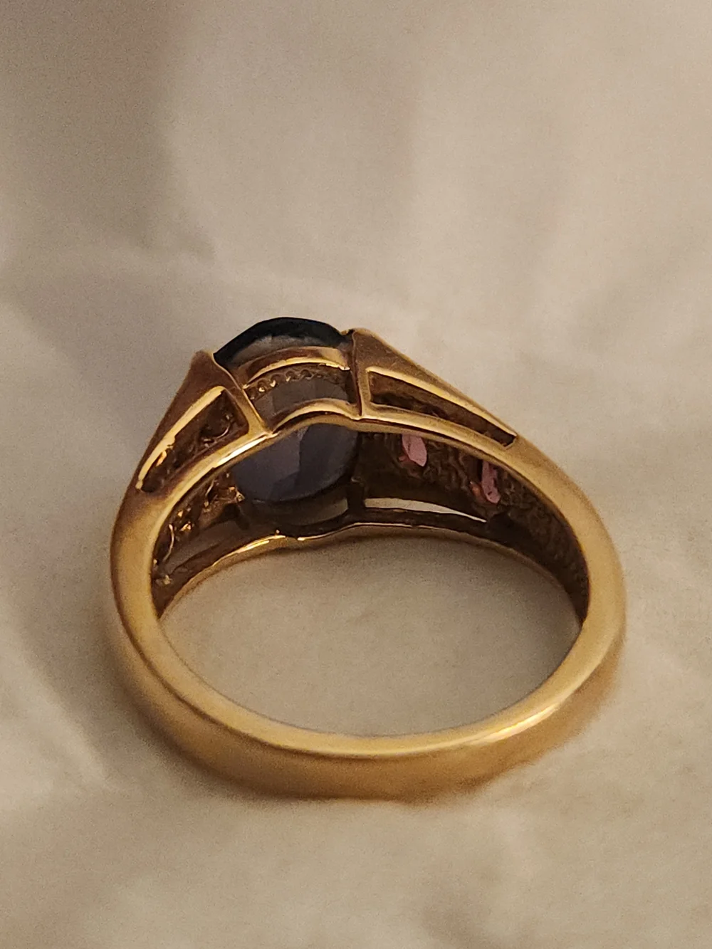 14k Gold 5-stone Purple Tourmalime Vintage Style Ring